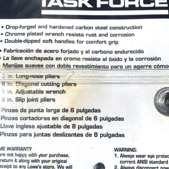 Pliers & Wrench Set . 4Pc . Task Force - Picture 3 of 4